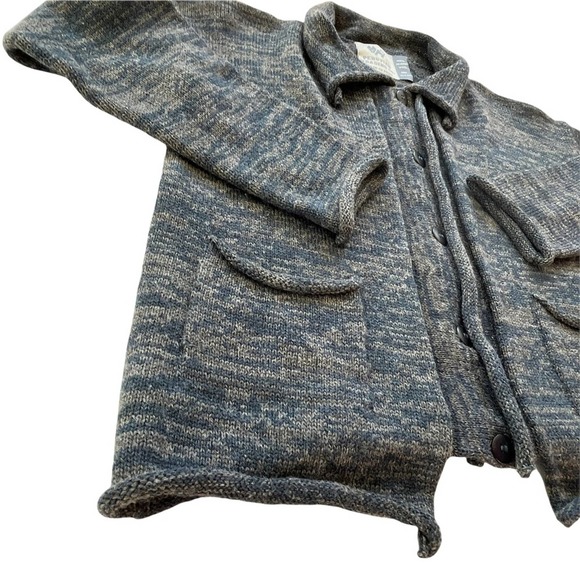 Peruvian Trading Co 100% Merino Wool Sweater Sz M Women Cardigan Marl Blue Gray - Picture 8 of 14